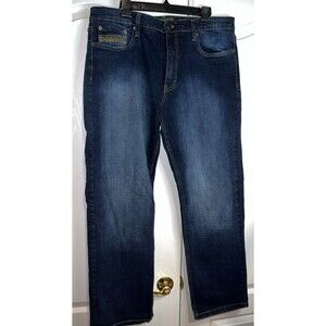 Urban Star Stretch Straight Leg Dark Wash Blue Jeans 610584 Mens Size 38x32